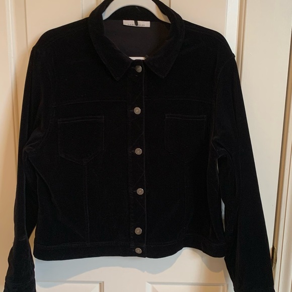 Laura Ashley Jackets & Blazers - Laura Ashley black velvety jean jacket style. Size L